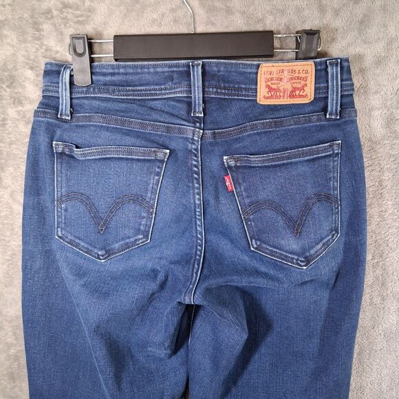 Levis 529 Curvy Bootcut Jeans Mid Rise Dark Blue Wash Womens Size 4 Stretchable - Picture 4 of 7